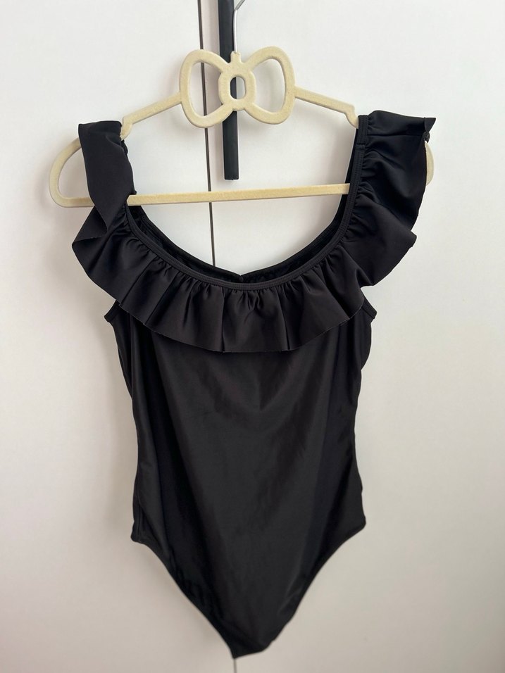 Fırfırlı Siyah Kadın Mayo - Görsel 3