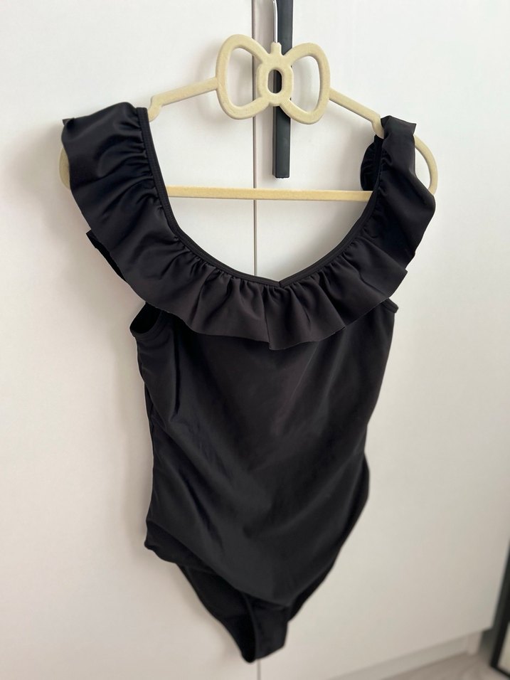 Fırfırlı Siyah Kadın Mayo - Görsel 2