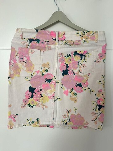 40 Beden Çiçek Desenli Denim Etek