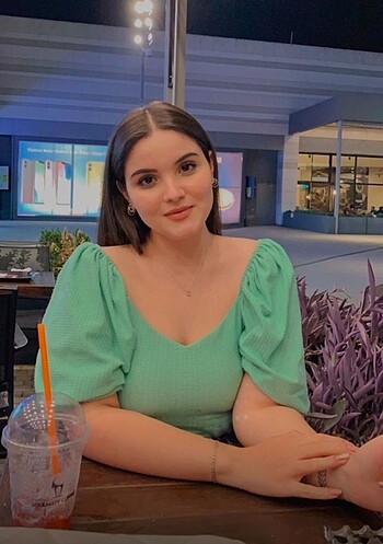 m Beden yeşil Renk Koton Balon Kol bluz