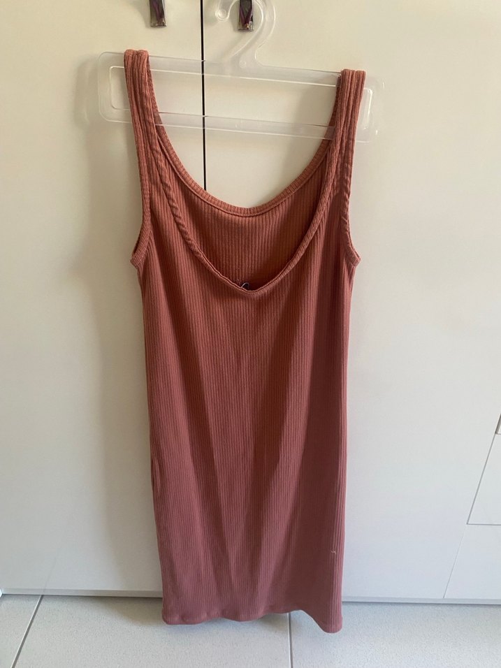 Pastel Renkli Kolsuz Midi Elbise - Görsel 2