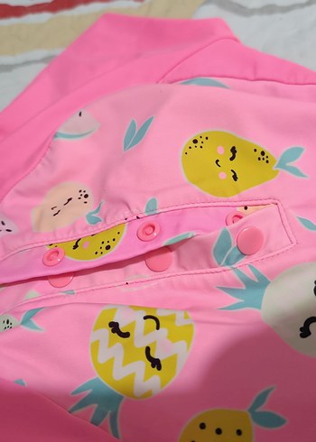 9-12 Ay Beden Kız Çocuk Pembe Baskılı Kısa Kollu Mayo Takımı