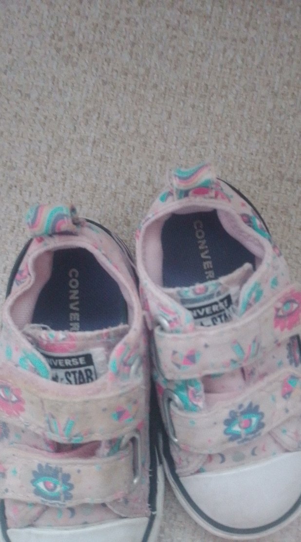 Kız Çocuk converse Pembe Çiçekli Cırt Cırtlı Spor Ayakkabı - Görsel 2