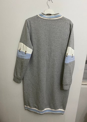 Kadın Gri Fermuarlı Uzun Sweatshirt - Görsel 4