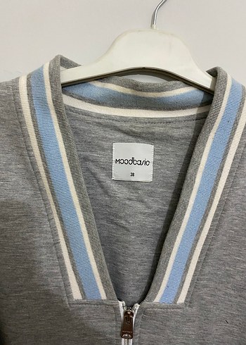 Kadın Gri Fermuarlı Uzun Sweatshirt - Görsel 6