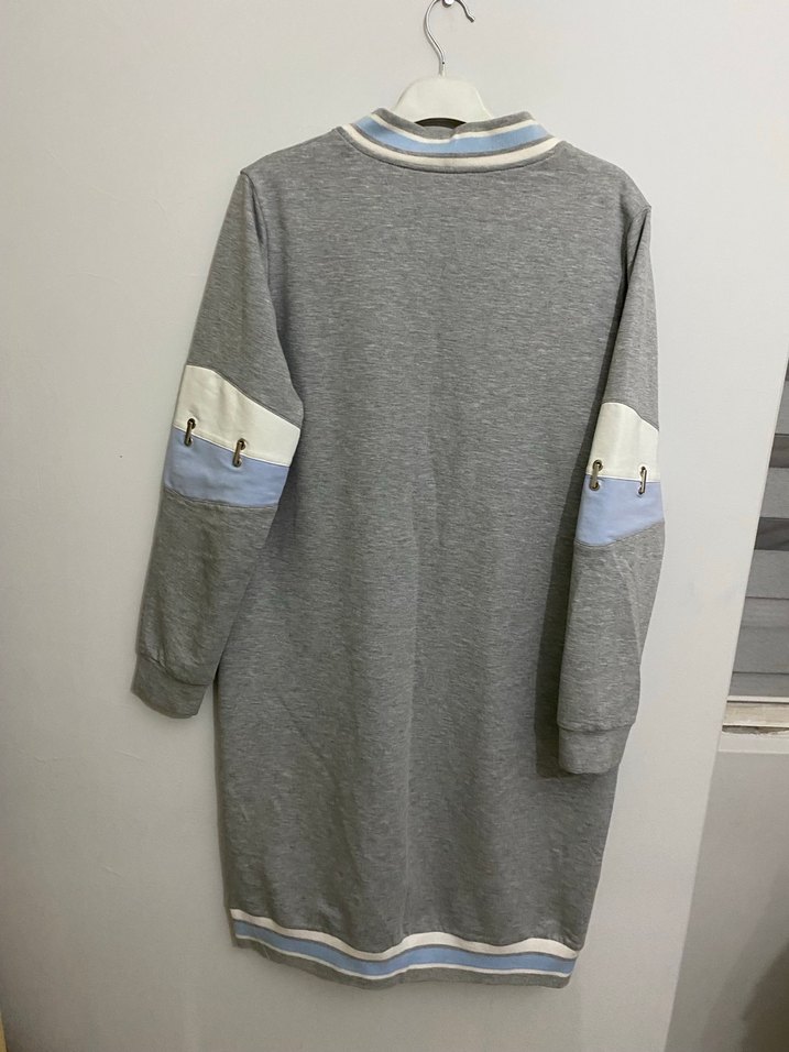 Kadın Gri Fermuarlı Uzun Sweatshirt - Görsel 4