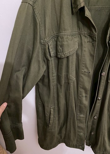 Kadın Haki kot ceket - Görsel 4