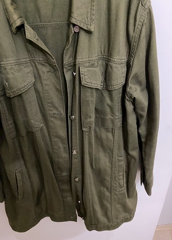 Kadın Haki kot ceket - Görsel 5