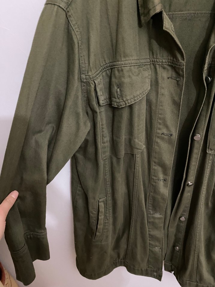 Kadın Haki kot ceket - Görsel 4