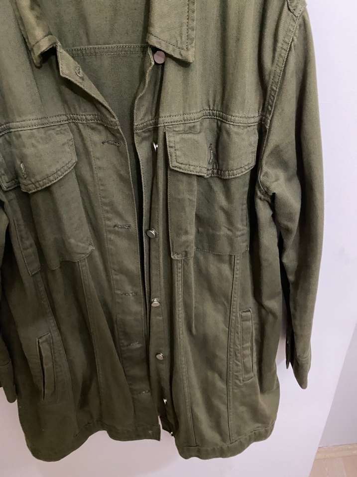 Kadın Haki kot ceket - Görsel 5