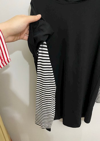 Siyah Kapüşonlu Uzun Kollu Oversize Sweatshirt - Görsel 2