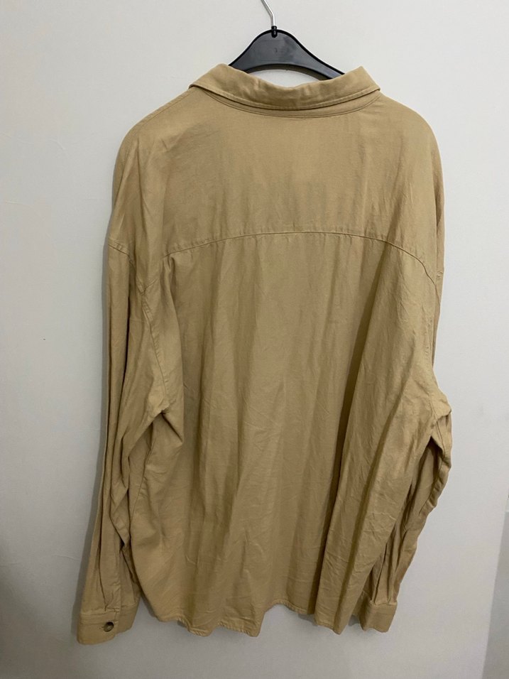 Bej erkek Gömlek Uzun Kollu - Görsel 3