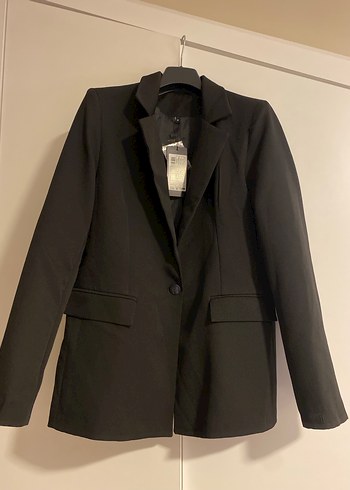 Düğmeli Siyah Kadın Blazer Ceket