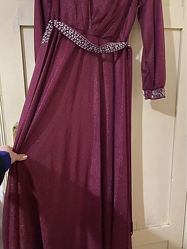 40 Beden bordo Renk 1 kez kullanılmış abiye elbise