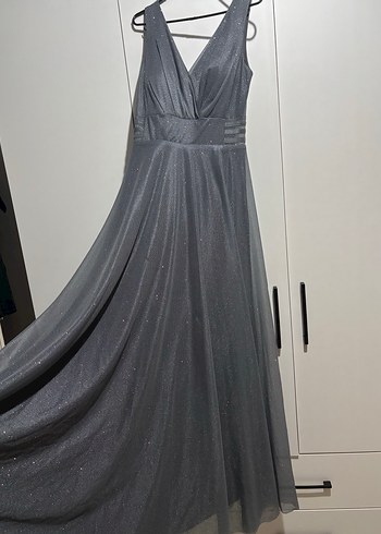 Gri Abiye Elbise - Görsel 4