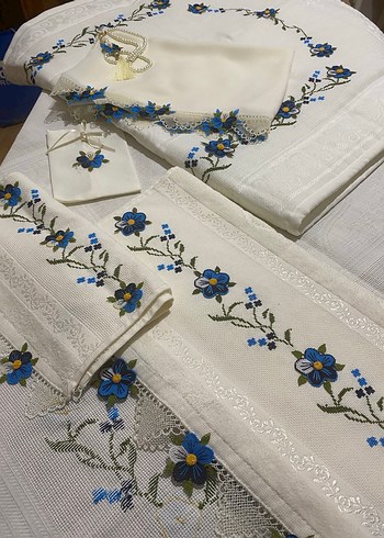 Kaneviçe iğne oyası tam takım bohça set - Görsel 2