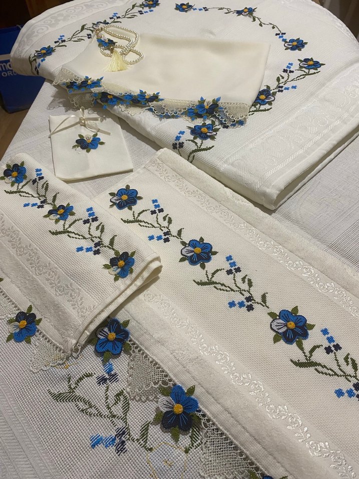 Kaneviçe iğne oyası tam takım bohça set - Görsel 2