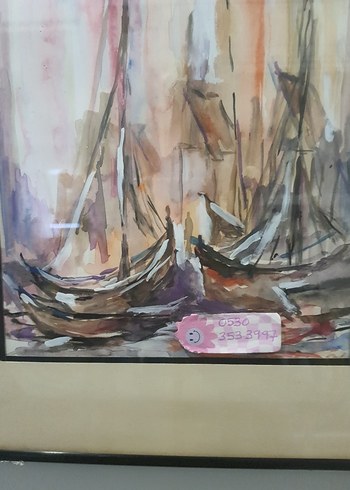 Antika Suluboya Deniz Yelkenli Tablo - Görsel 7