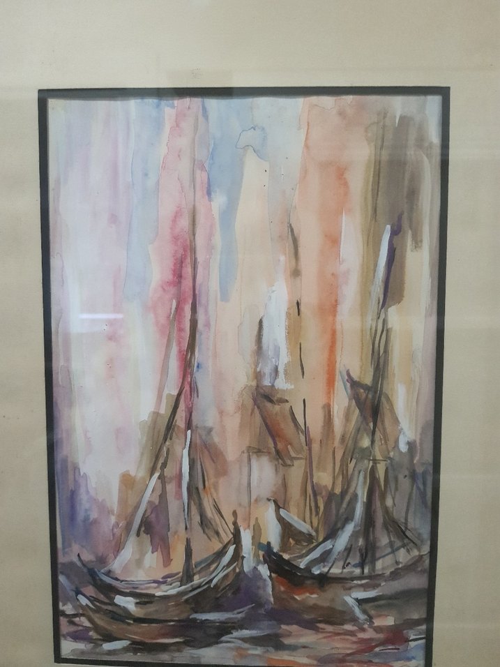 Antika Suluboya Deniz Yelkenli Tablo - Görsel 3