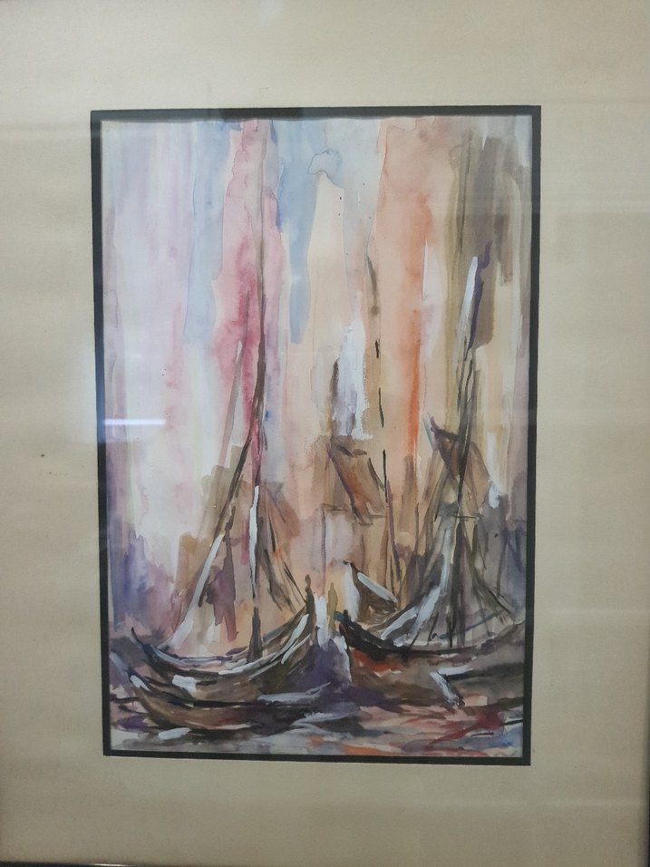 Antika Suluboya Deniz Yelkenli Tablo - Görsel 5