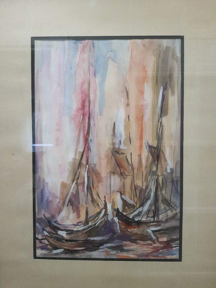 Antika Suluboya Deniz Yelkenli Tablo - Görsel 4