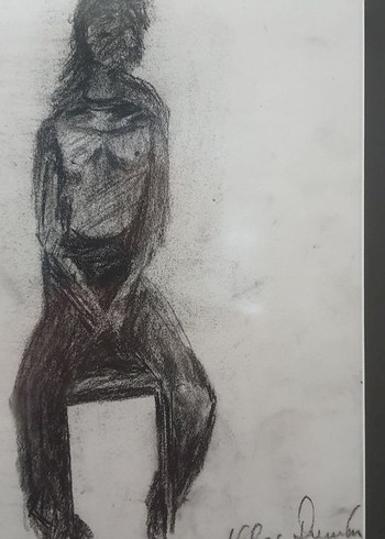 İmzalı Soyut İnsan Tema Karakalem Tablo - Görsel 3