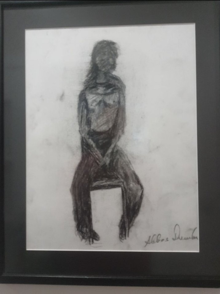 İmzalı Soyut İnsan Tema Karakalem Tablo - Görsel 2