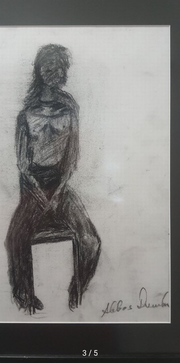 İmzalı Soyut İnsan Tema Karakalem Tablo - Görsel 3