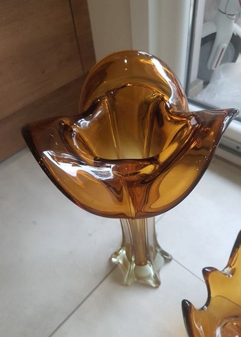 Antika İtalyan Kehribar Murano Set - Görsel 8