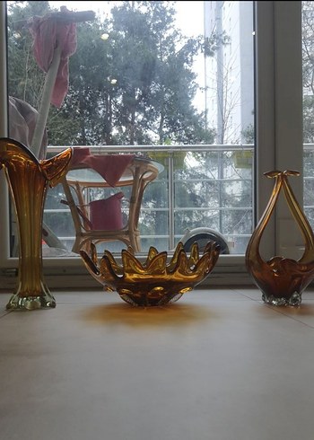 Antika İtalyan Kehribar Murano Set - Görsel 3