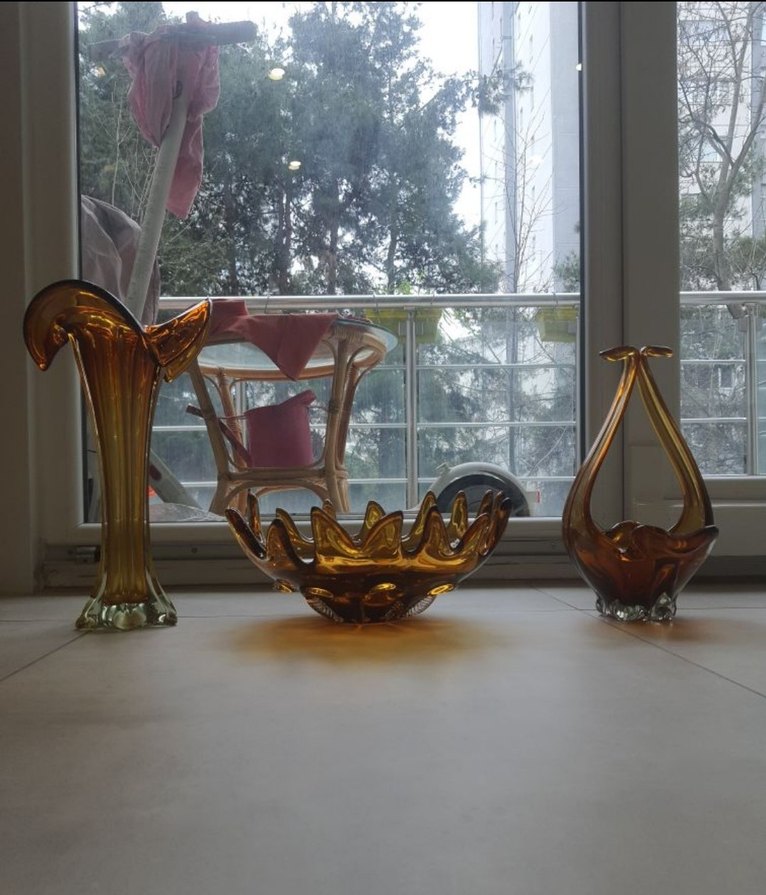 Antika İtalyan Kehribar Murano Set - Görsel 3