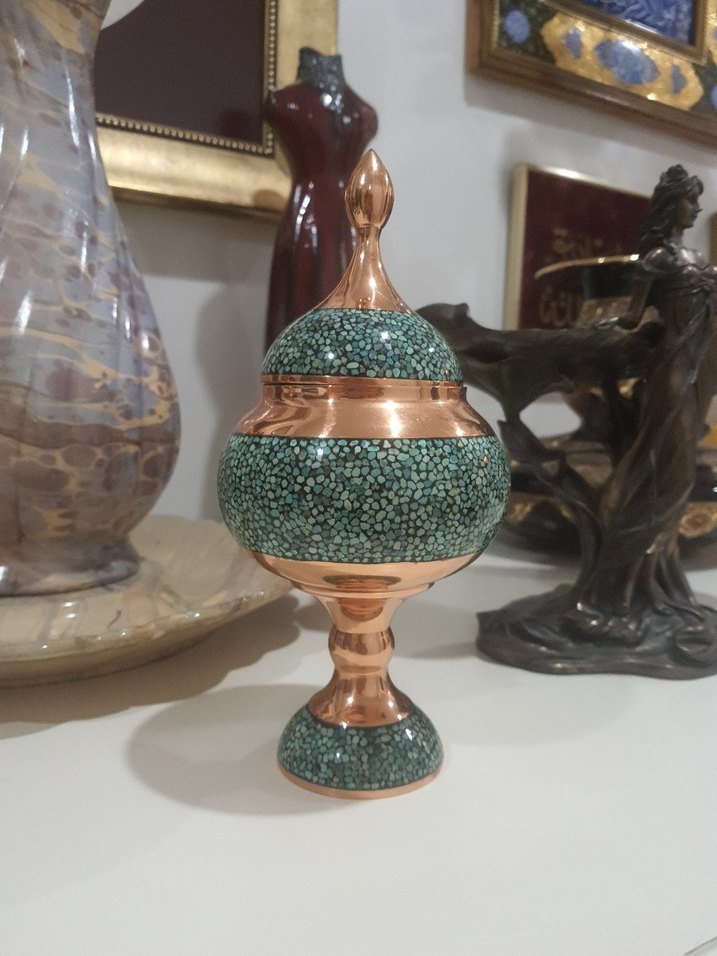 İsfahan Bakır Mine İşlemeli Şekerlik - Görsel 3