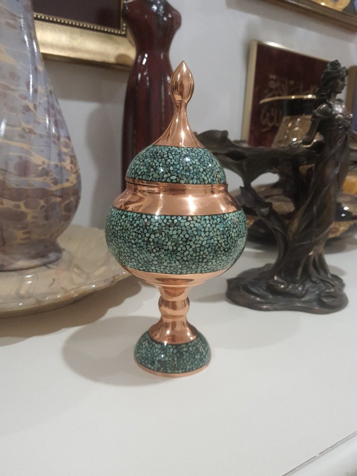 İsfahan Bakır Mine İşlemeli Şekerlik - Görsel 2