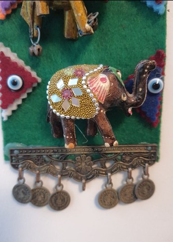 EL YAPIMI 7 FİLLİ NAZARLİ DUVAR SÜS - Görsel 6