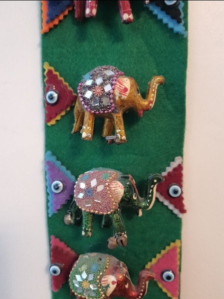 EL YAPIMI 7 FİLLİ NAZARLİ DUVAR SÜS - Görsel 3