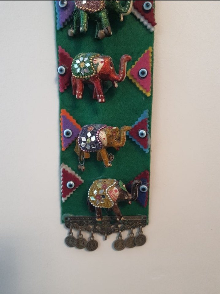 EL YAPIMI 7 FİLLİ NAZARLİ DUVAR SÜS - Görsel 4