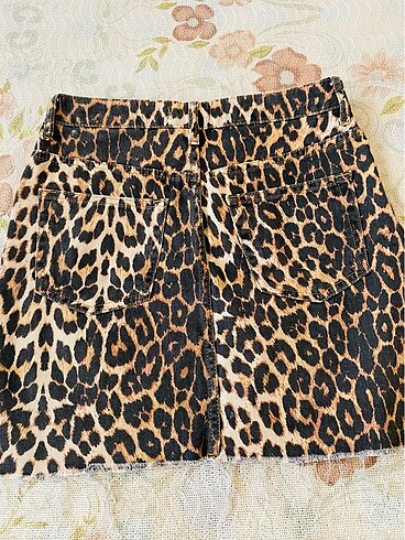 Leopar denim kot etek - Görsel 2