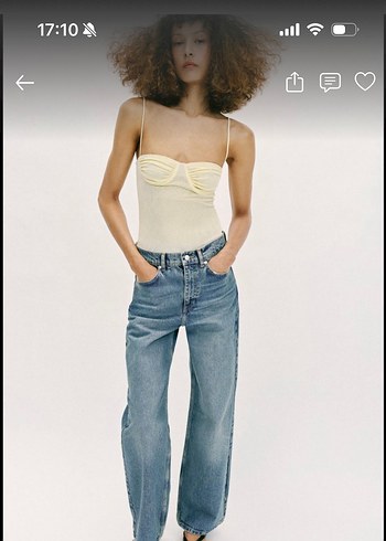 Zara Minimal Sari İnce Askili Top