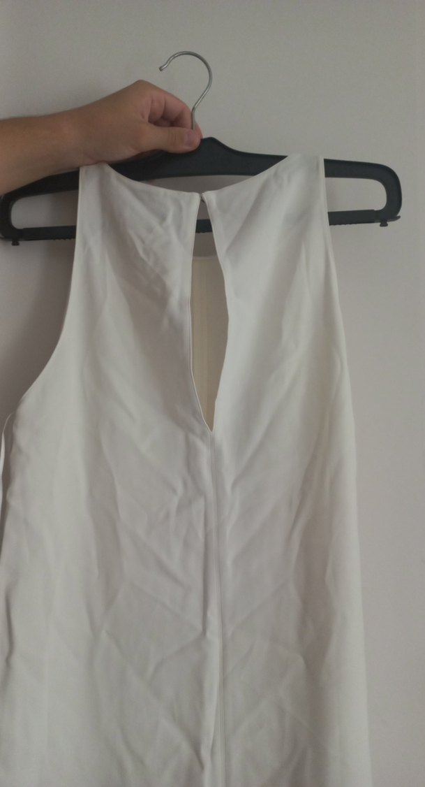 Beyaz Kolsuz Uzun Elbise - Görsel 2