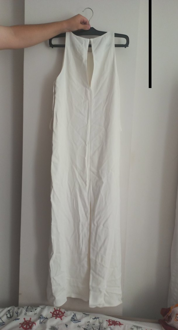 Beyaz Kolsuz Uzun Elbise - Görsel 4