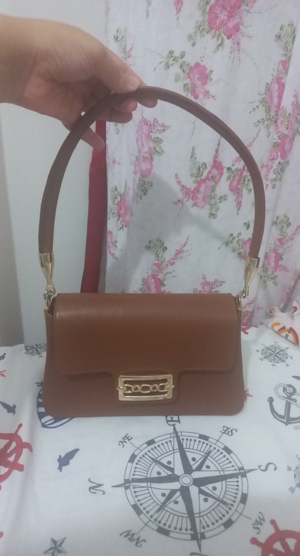 Kahverengi Deri Tokalı Kadın Çanta - Görsel 5