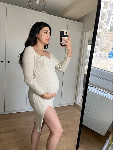 38 Beden beyaz Renk Triko krem elbise