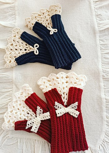Vintage örgü eldiven - Görsel 3