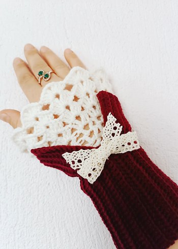 Vintage örgü eldiven - Görsel 2