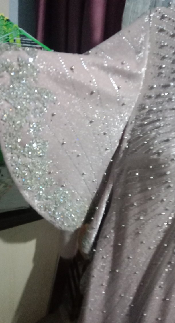 ı Uzun Kollu Parlak Kadın Abiye Elbise - Görsel 4