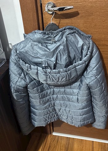 s Beden Zara Gri Midi Kadın Fermuarlı Ceket