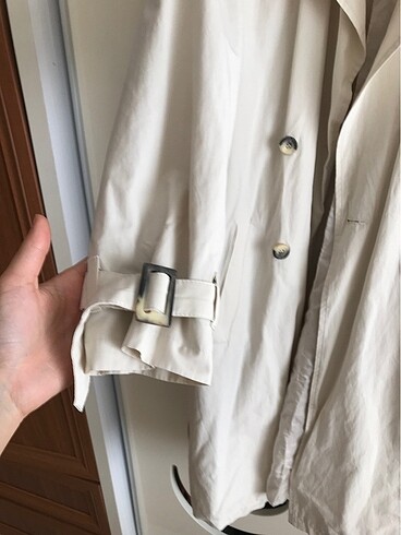 m Beden oversize bej - kırık beyaz trençkot