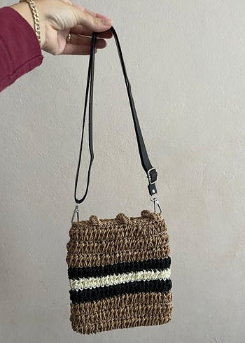 Bohem Zebra Desenli Örgü Kadın Çanta - Görsel 4