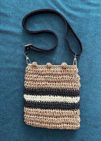 Bohem Zebra Desenli Örgü Kadın Çanta - Görsel 3