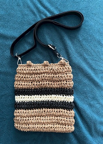 Bohem Zebra Desenli Örgü Kadın Çanta - Görsel 5